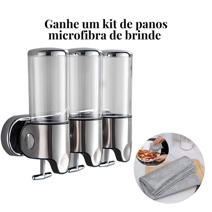 Dispensador de shampoo e sabonete  3 em 1