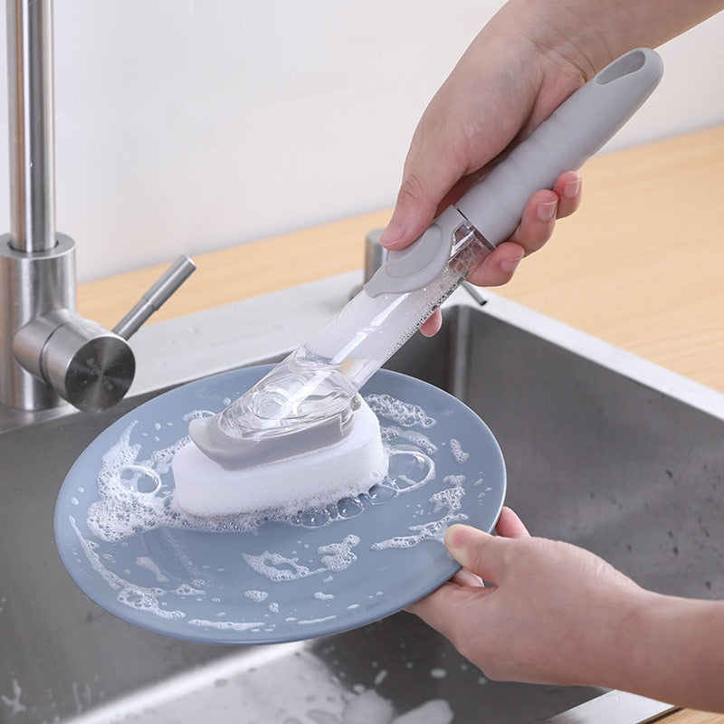 Max Clean 2 em 1 Conjunto de Escova e Esponja com Dispenser para Detergente